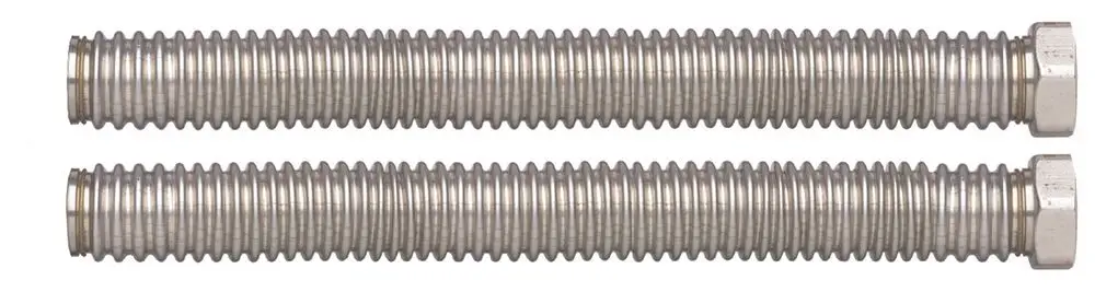 Zwei lange, metallene Gewindebolzen mit Sechskantmuttern an einem Ende, geeignet für Anschlussanwendungen, möglicherweise im Zusammenhang mit BWT Weichwasseranlagen.